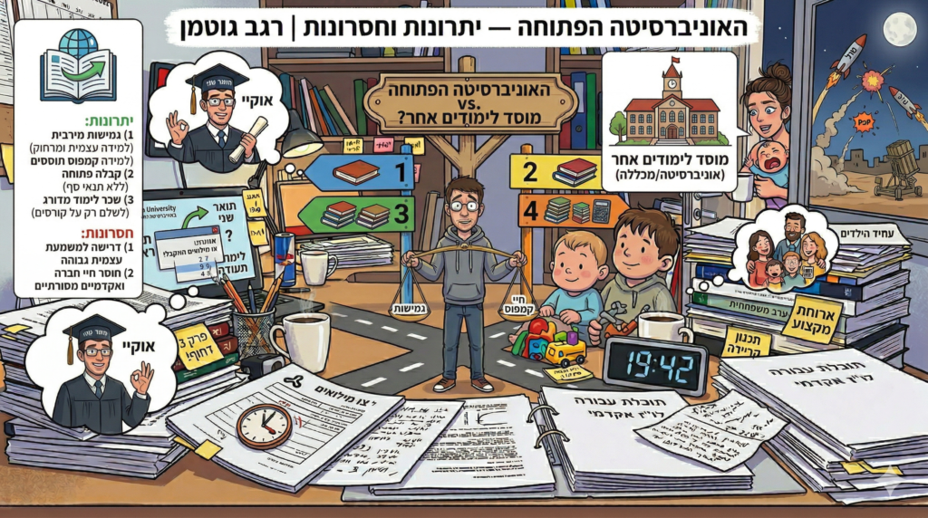 יתרונות וחסרונות האוניברסיטה הפתוחה לעומת מוסד לימודים אחר